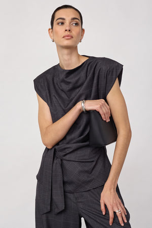 Eloracc Check Pleat Top 500306 | Dark Grey | Co'couture