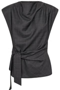 Eloracc Check Pleat Top 500306 | Dark Grey | Co'couture