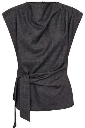 Eloracc Check Pleat Top 500306 | Dark Grey | Co'couture