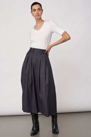 Eloracc Check Pleat Skirt 500308 | Dark Grey | Co'couture