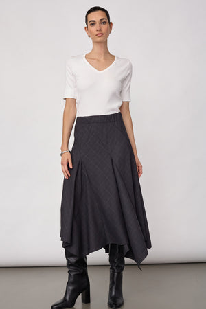 Eloracc Check Asym Skirt 500309 | Dark Grey | Co'couture