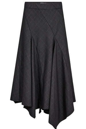Eloracc Check Asym Skirt 500309 | Dark Grey | Co'couture