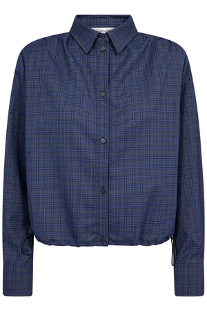 Daxtercc Check Pleat Shirt 500316 | New Blue | Co'couture