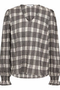 Chandlercc Check V Blouse 500379 | Bone | Co'couture