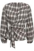 Chandlercc Check Tie Blouse 500380 | Bone | Co'couture
