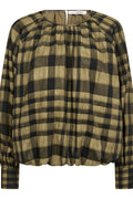 Kyelcc Check Balloon Blouse 500382 | Army | Co'couture