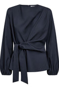 Lunacc Tie Blouse 500386 | Navy | Co'couture