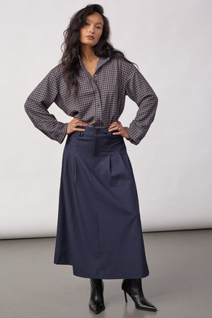 Lunacc New Pocket Pleat Skirt 500389 | Navy | Co'couture