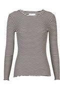 Natalia Ls Rundhalsbluse l D. Brown Creme Small Stripe l Liberté – nedsat