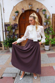 Frede Long Skirt | Dark Brown | Nederdel fra Liberté