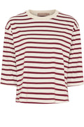 Brooklyn-T-Shirt | Beige/Bordeaux | T-Shirt von Marta du Chateau – nedsat