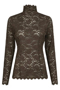 Liza Laceflower Bluse | Schokoladenbraun | Bluse von Neo Noir