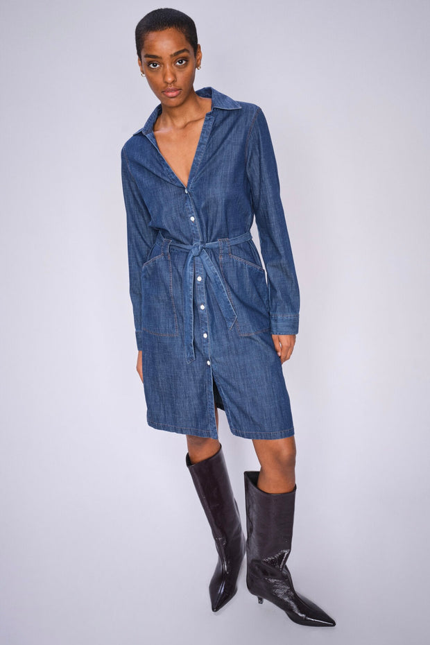 Malti Denim Dress  | Dark Blue | Kjole fra Mos Mosh