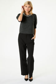 Maia Stone Knit Blouse | Antracit Melange | Bluse fra Neo Noir