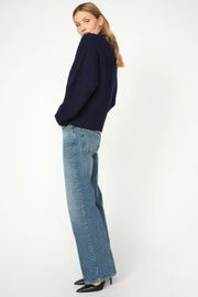Amity Zip Knit Cardigan | Maritime Blue | Strik fra Mos Mosh