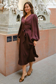 Rimini Heavy Sateen Dress | Burgundy | Kjole fra Neo Noir