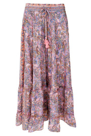 Luna Maxi Frill Skirt | Blush Tropic | Nederdel fra Black Colour