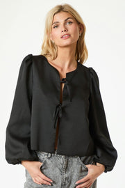 Daliska Dull Satin Blouse | Black | Bluse fra Neo Noir