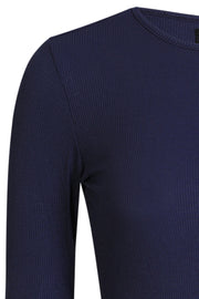 Natalia Ls Round Neck Blouse | Midnigtth Navy | Bluse fra Liberté