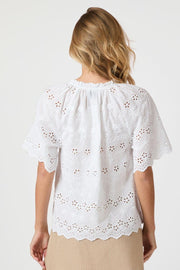 Odet Embroidery Blouse | White | Bluse fra Neo Noir