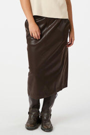 Nettie Faux Leather Skirt | Dark Brown | Nederdel fra Neo Noir