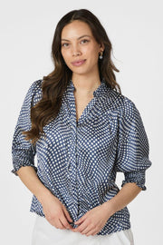 Diana Vibrant Dot Blouse | Navy | Bluse fra Neo Noir