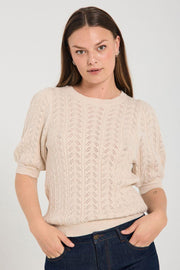 Clarry Pullover 206465 | Sand Melange | Strik fra Freequent