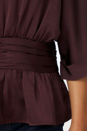 Annegret Heavy Sateen Blouse | Burgundy | Bluse fra Neo Noir