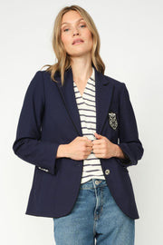 Milena SS Stripe Polo Tee | Maritime Blue | T-shirt fra Mos Mosh
