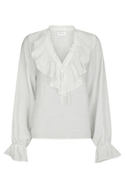 Aminea Ruffle Blouse | White | Bluse fra Neo Noir