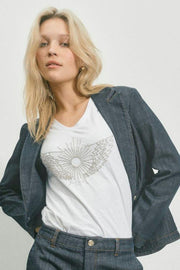 Gethi O-SS Glam Tee | White | T-shirt fra Mos Mosh