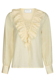 Katarina Crepe Ruffle Blouse | Light Yellow | Bluse fra Neo Noir