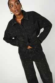 Dara Studs Jeans Regular | Dark Grey Denim | Jeans fra Mos Mosh