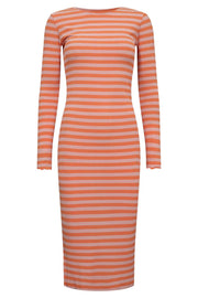 Natalia Ls Dress | Rose Orange Stripe | Kjole fra Liberté