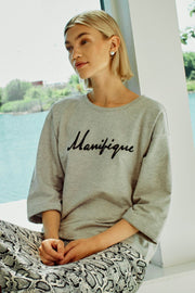 Kassy Pullover 205723 | Light Grey Melange W. Black | Strik fra Freequent