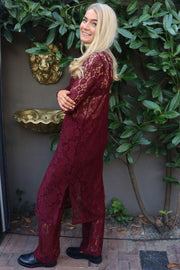 Lacy Ls Long Dress | Bordeaux Lace | Kjole fra Liberté
