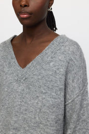 SRAllison V-Neck Knit | Medium Grey Melange | Strik fra Soft Rebels