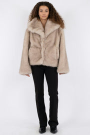 Stephanie Faux Fur Jacket | Beige | Jakke fra Neo Noir