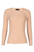 Natalia Ls Round Neck  Blouse | Rose Creme Gold Stripe