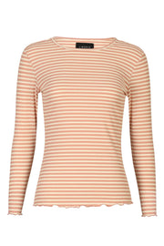 Rundhalsbluse von Natalia L. | Rosé-Creme-Gold-Streifen | Bluse von Liberté