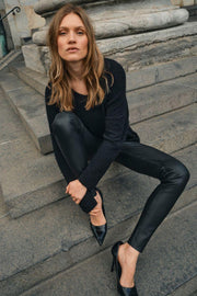 Lucille Stretch Leather Legging | Sort | Læder leggings fra Mos Mosh