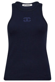 Sahara Embroidery Tank Top 33151 | Navy | T-Shirt fra Co'couture