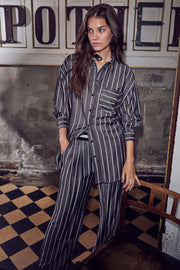 Sue Stripe Oversize Shirt 35696 | Black | Bluse fra Co'couture