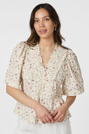Evienne Floral Blush Top | Bluse fra Neo Noir