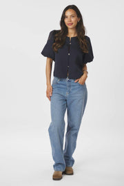 Aisa Dull Satin Blouse | Navy | Bluse fra Neo Noir