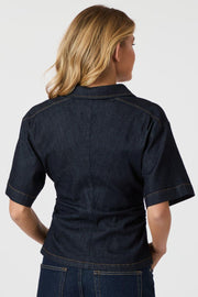 Spenda Denim Blouse | Dark Blue | Bluse fra Neo Noir
