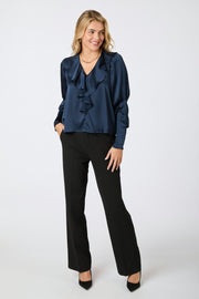 Sandie Sateen Blouse | Navy | Bluse fra Neo Noir