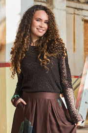 Blair Ls Lace Blouse | Black | Bluse fra Black Colour