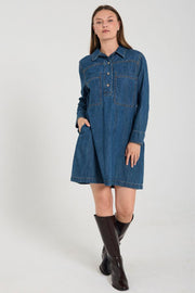 Zaman Dress 207095 | Medium Blue Denim | Kjole fra Freequent
