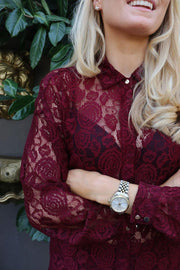 Lacy Ls Shirt | Bordeaux Lace | Skjorte fra Liberté